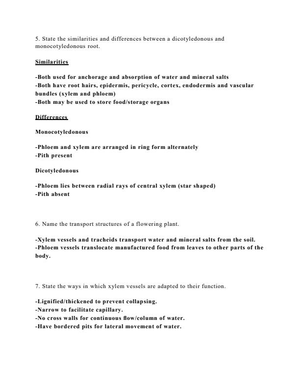 Page 2 – Transport in Plant and Animals Topical Questions and Answers – Kenyaplex