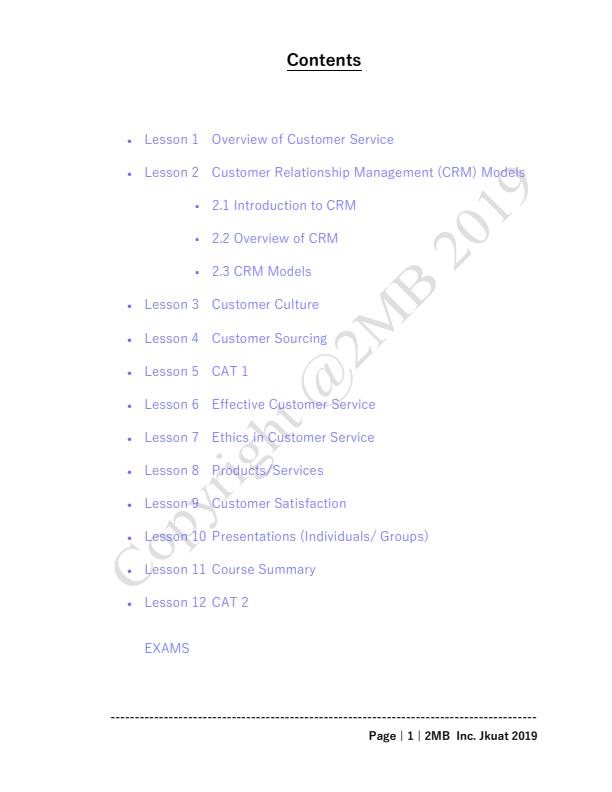 Page 1 – Customer Relationship Management Notes – Kenyaplex