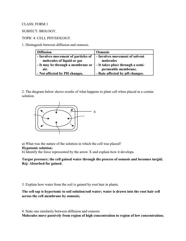 Page 1 – Cell Physiology Topical Questions and Answers – Kenyaplex