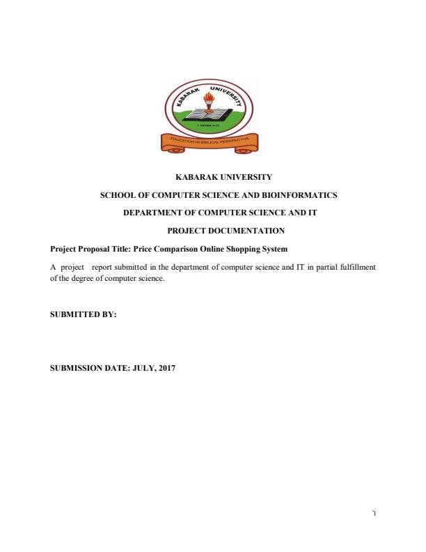 Page 1 – Comp 411: Project Proposal (Research Project 1):  E-commerce or online shopping system project – Kenyaplex