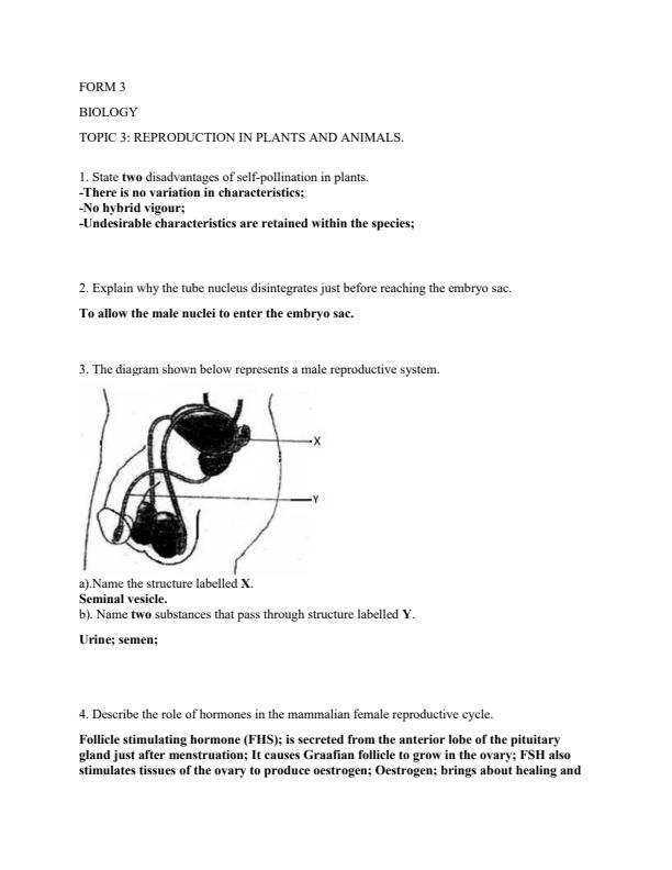 Page 1 – Reproduction in Plants and Animals Topical Questions and Answers – Kenyaplex