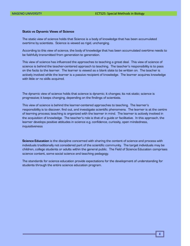 Page 4 – ECT 332: Special Methods of Teaching Biology Notes – Kenyaplex