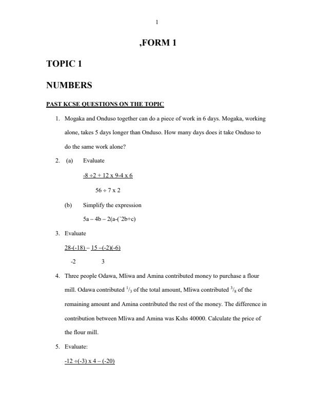 Mathematics Sample Questions and Answers 4512