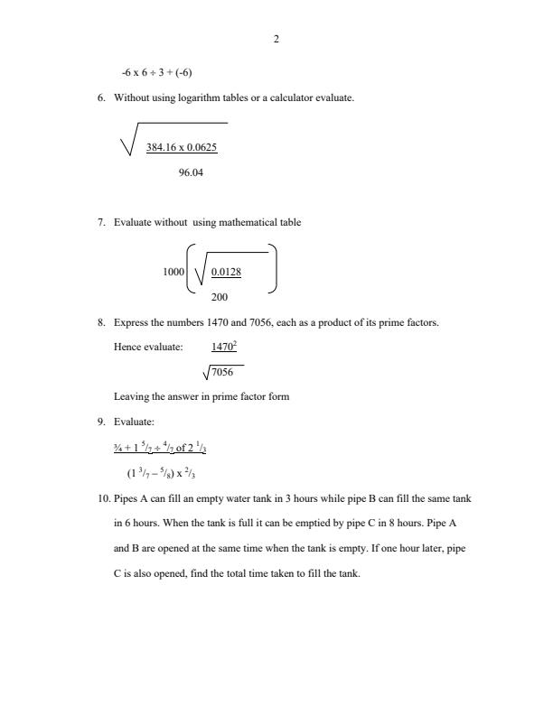 Mathematics Sample Questions and Answers 4512