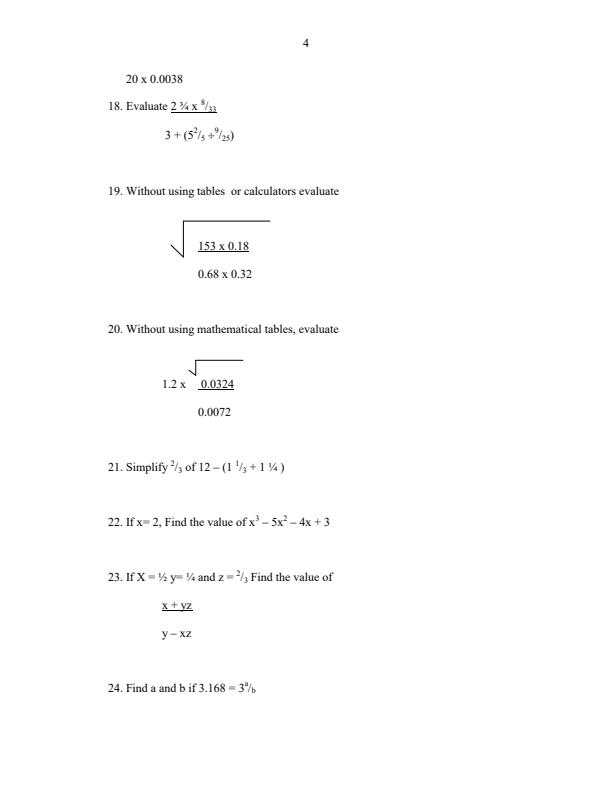 Page 4 – Mathematics Sample Questions and Answers – Kenyaplex