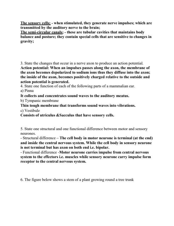 Page 2 – Reception, Response and Coordination in Plants and Animals Topical Questions and Answers – Kenyaplex