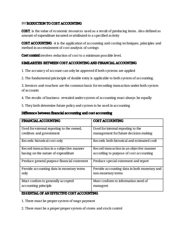 Page 1 – Introduction to cost accounting notes 2nd year  – Kenyaplex