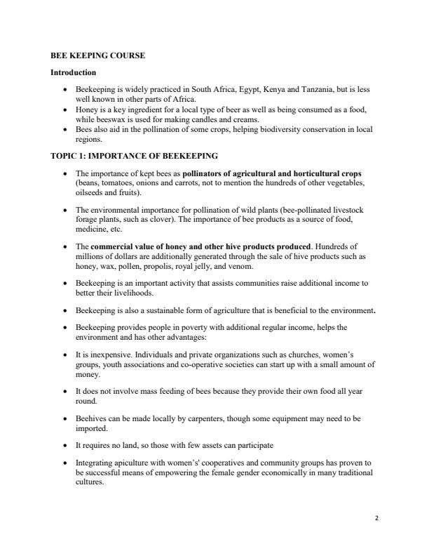 Page 1 – Beekeeping and Harvesting Notes – Kenyaplex