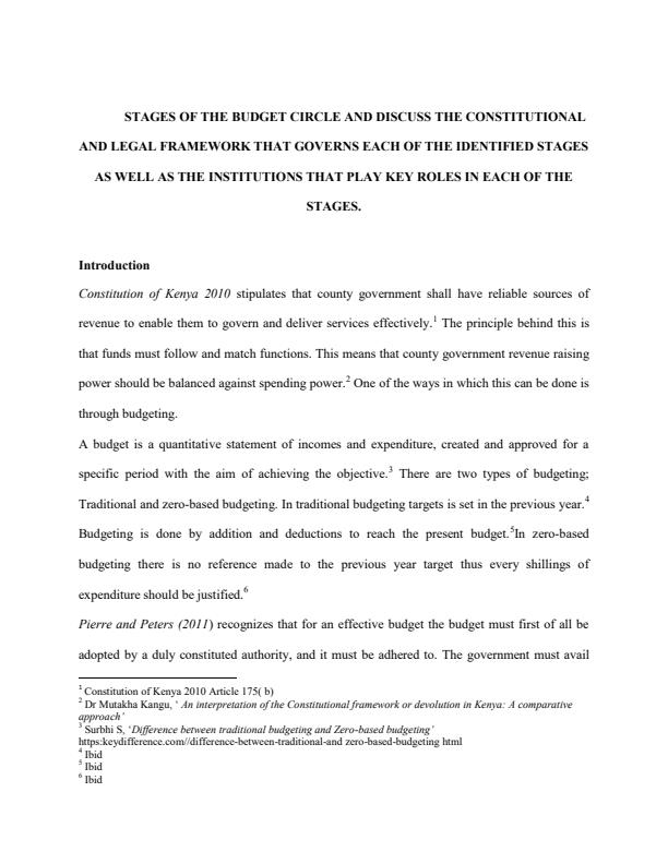 Page 1 – Constitutional legal framework governing stages of budget circle in county government – Kenyaplex