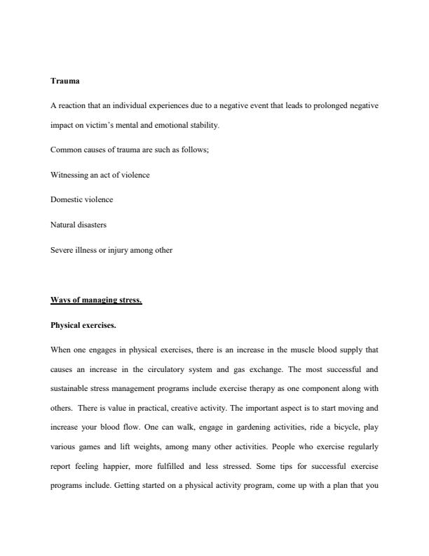 Page 2 – Stress Management Notes for 3rd Year – Kenyaplex