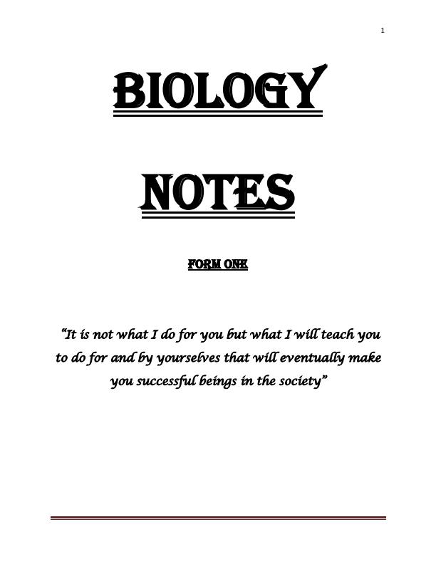 Biology Form 1 Notes Detailed and Comprehensive 457