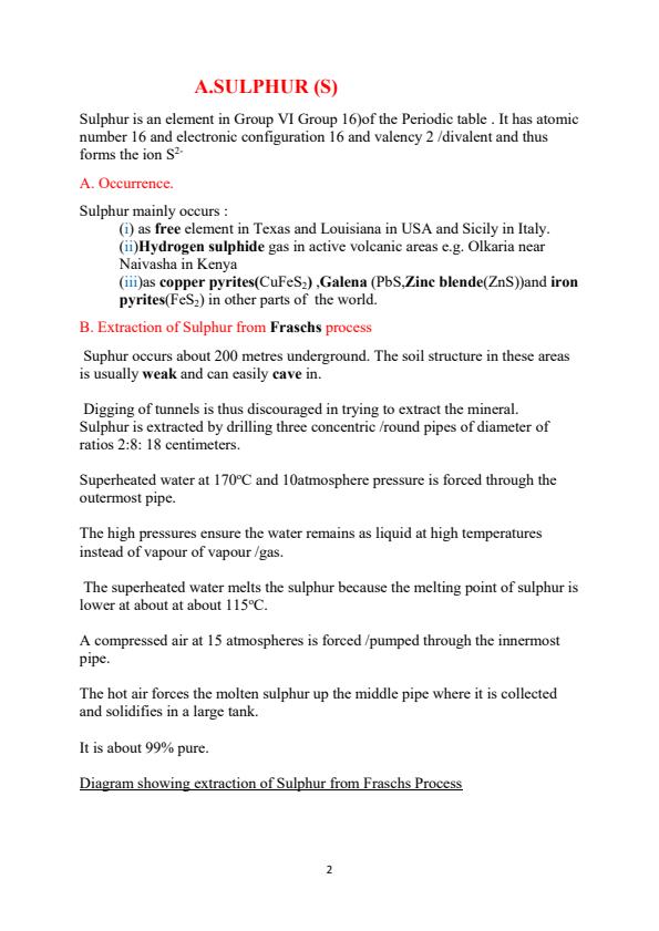Page 1 – Sulphur and Its Compounds Notes – Kenyaplex