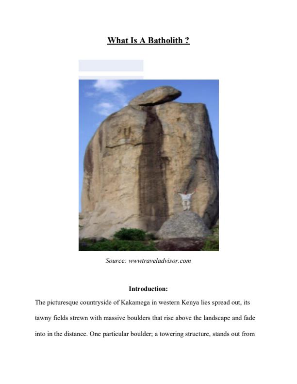 Page 1 – Geography Form 2 article on Batholiths – Kenyaplex
