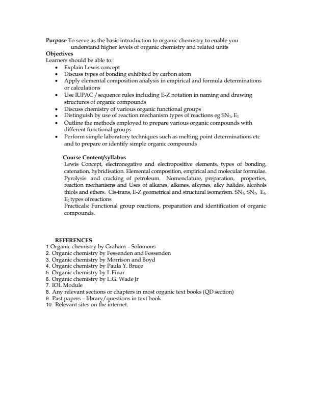 Page 1 – SCH 102: Organic Chemistry I Notes – Kenyaplex