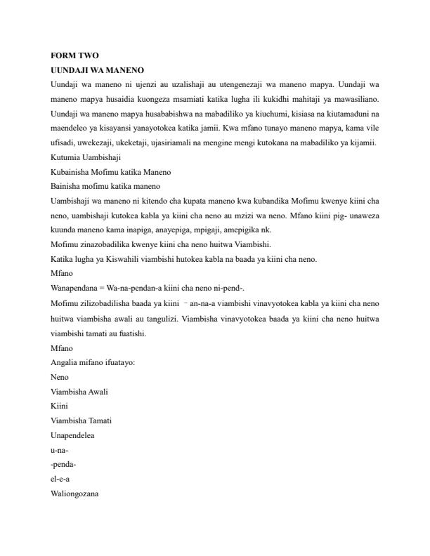 Page 1 – Form 2 Kiswahili Notes – Kenyaplex