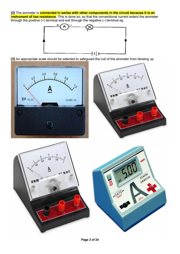 Page 2 – Physics Notes on Current 2 - Form 3 – Kenyaplex