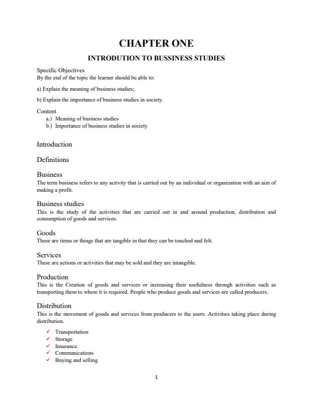 Form 1 Business Studies Notes 490