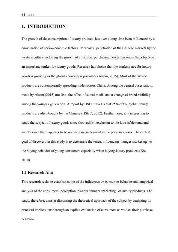 Page 1 – A Research Project: Consumer Perception Towards Hunger Marketing of Luxury Goods – Kenyaplex