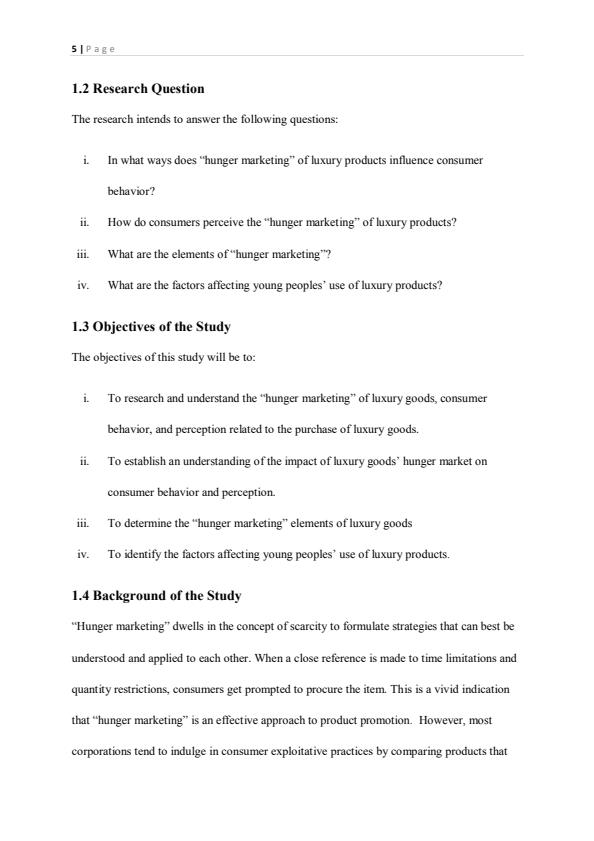 Page 2 – A Research Project: Consumer Perception Towards Hunger Marketing of Luxury Goods – Kenyaplex
