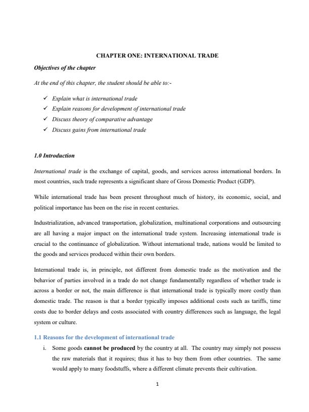 Page 1 – DAF1205: Foreign Exchange and International Trade Notes – Kenyaplex