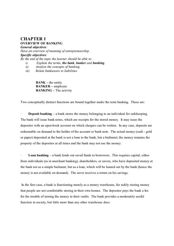 Page 1 – DAF1302: Bank Assets and Liabilities Management Notes – Kenyaplex