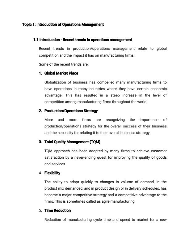 Page 1 – Operations Management Notes – Kenyaplex