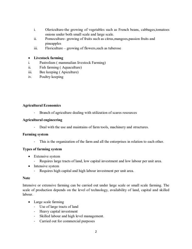 Page 2 – Form 1 Agriculture Notes – Kenyaplex
