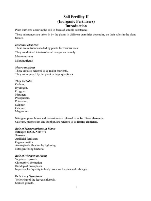 Page 1 – Form 2 Agriculture Notes – Kenyaplex