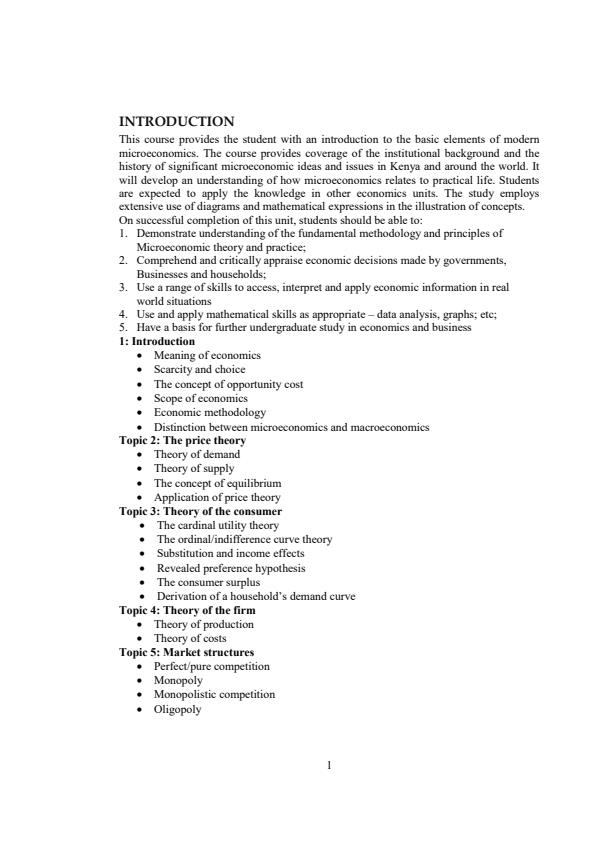 Page 1 – Machakos University Micro-Economics Theory Notes – Kenyaplex