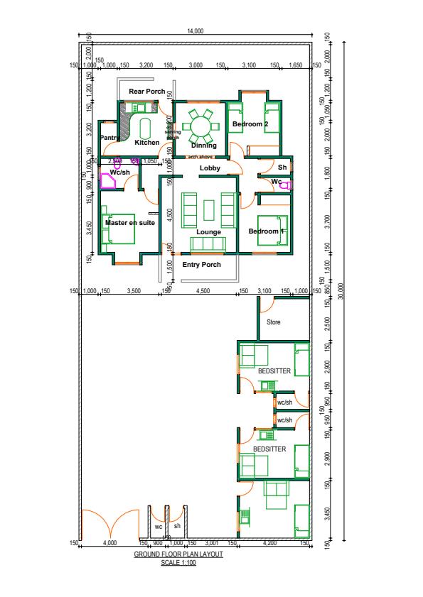 Page 1 – Sample Two Bedroom House Plan – Kenyaplex