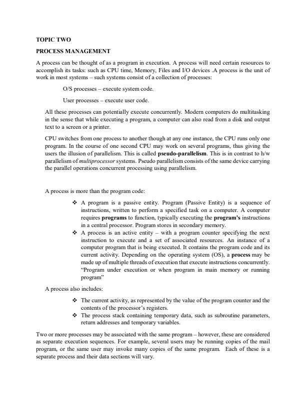 Page 1 – Operating System Notes on Process Management – Kenyaplex