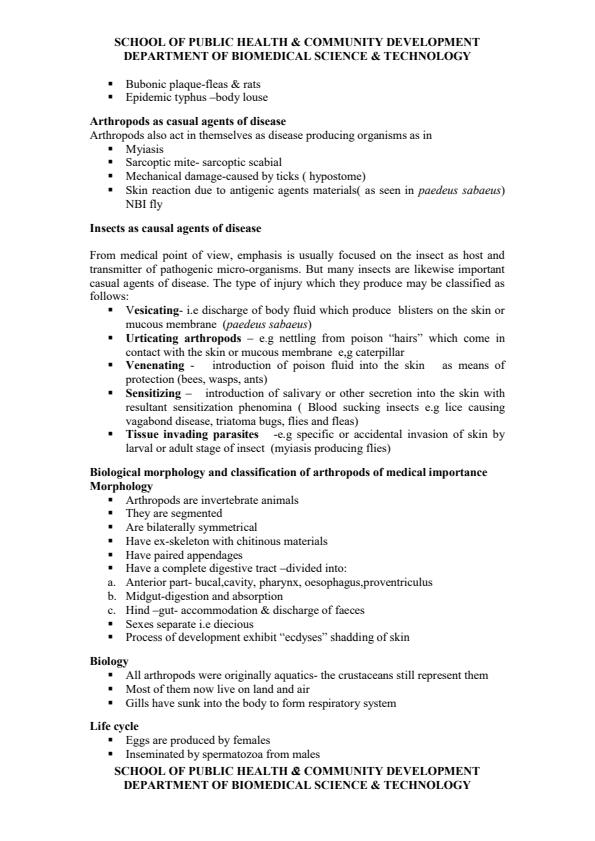 Page 2 – PMT 225: Medical Entomology and Vector Science Notes – Kenyaplex