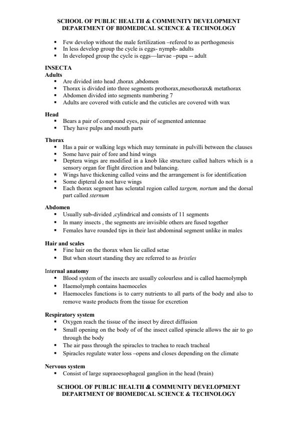 Page 3 – PMT 225: Medical Entomology and Vector Science Notes – Kenyaplex