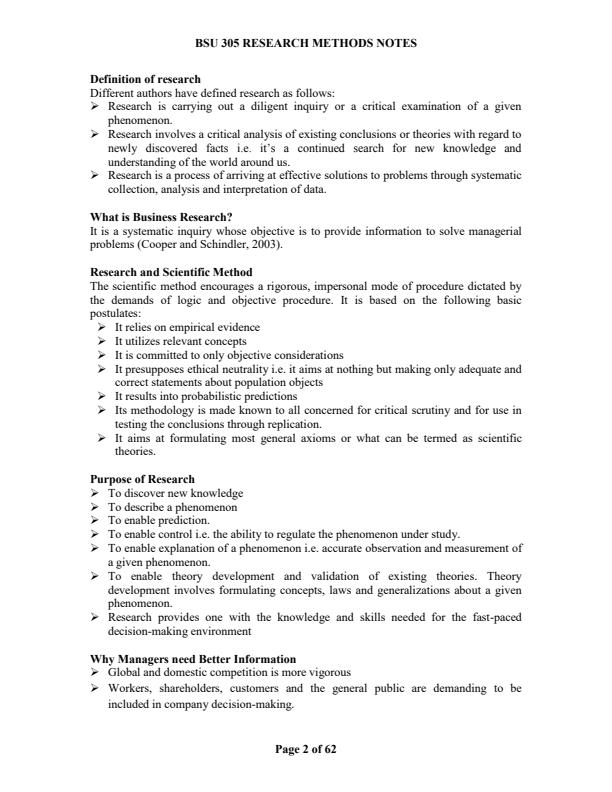 Page 1 – BSU 305:  Research Methods Notes – Kenyaplex