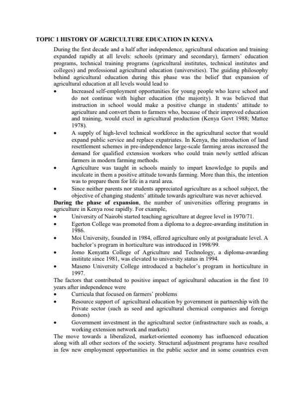 Page 1 – ECT 336: Special Methods of Teaching Agriculture Notes – Kenyaplex