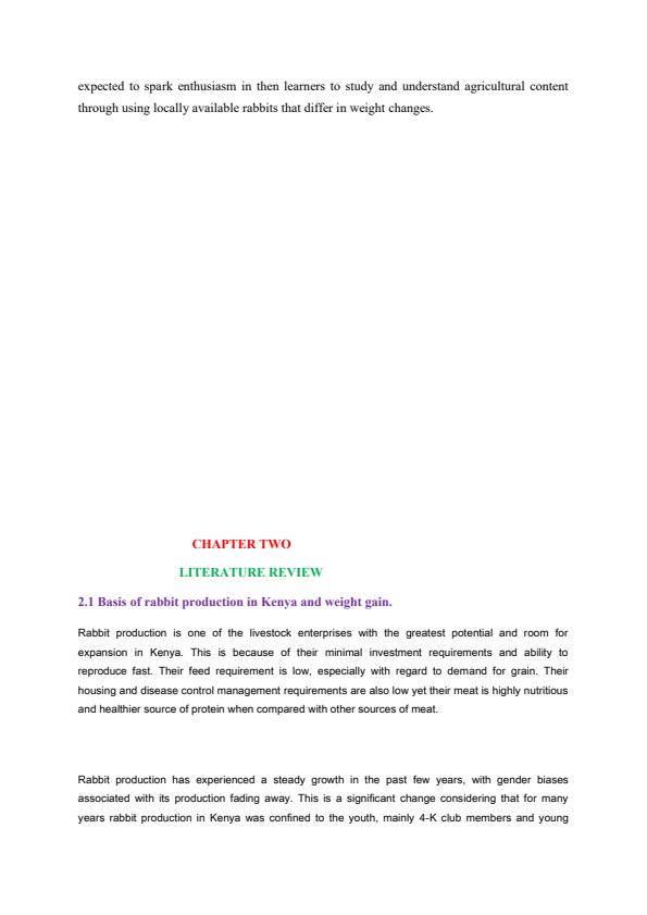 Page 1 – A project report on rabbit production and weight change in response to different feeds – Kenyaplex