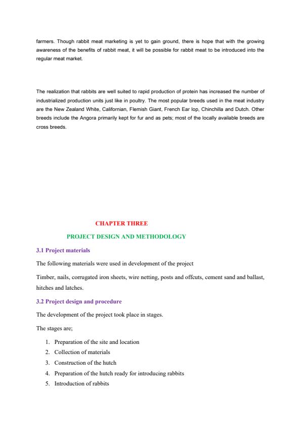 Page 2 – A project report on rabbit production and weight change in response to different feeds – Kenyaplex