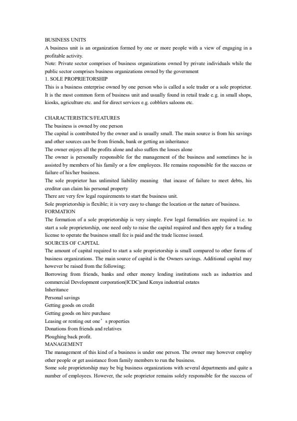 Page 1 – Short notes for Form 2 Business Studies – Kenyaplex