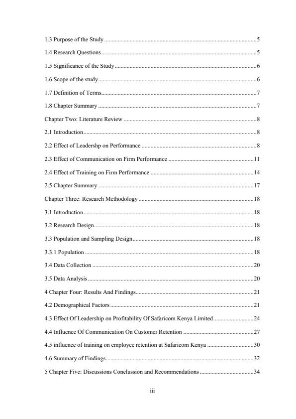 Page 3 – Effect of organization culture on performance of telecommunication companies: BSc Finance Research Project Report – Kenyaplex