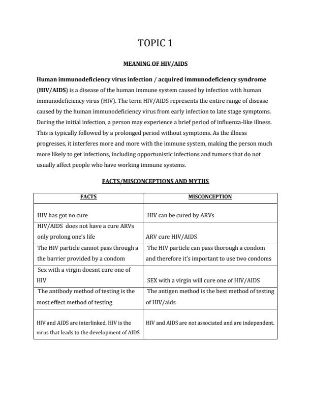 Page 2 – HIV/AIDS and Other Pandemics Notes – Kenyaplex