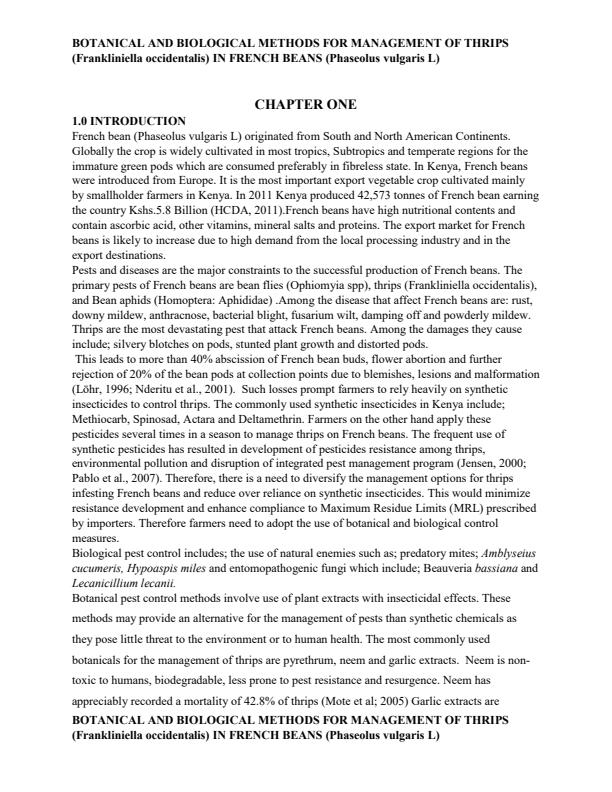 Page 1 – Botanical and Biological Methods for Management of Thrips in French Beans – Kenyaplex