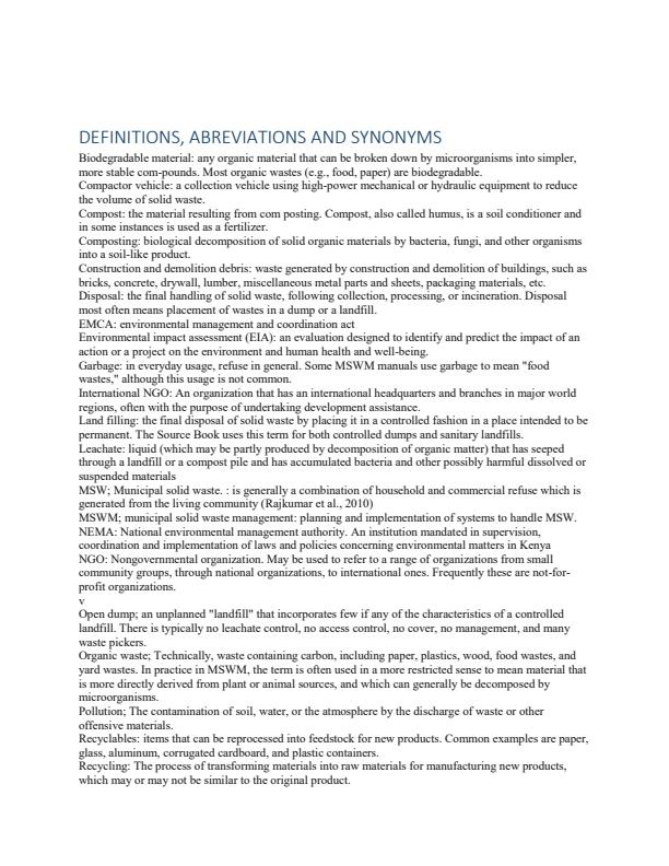Page 1 – Research Project: Assessing solid waste management in Mwea town of Mwea Sub-county within Kirinyaga County – Kenyaplex
