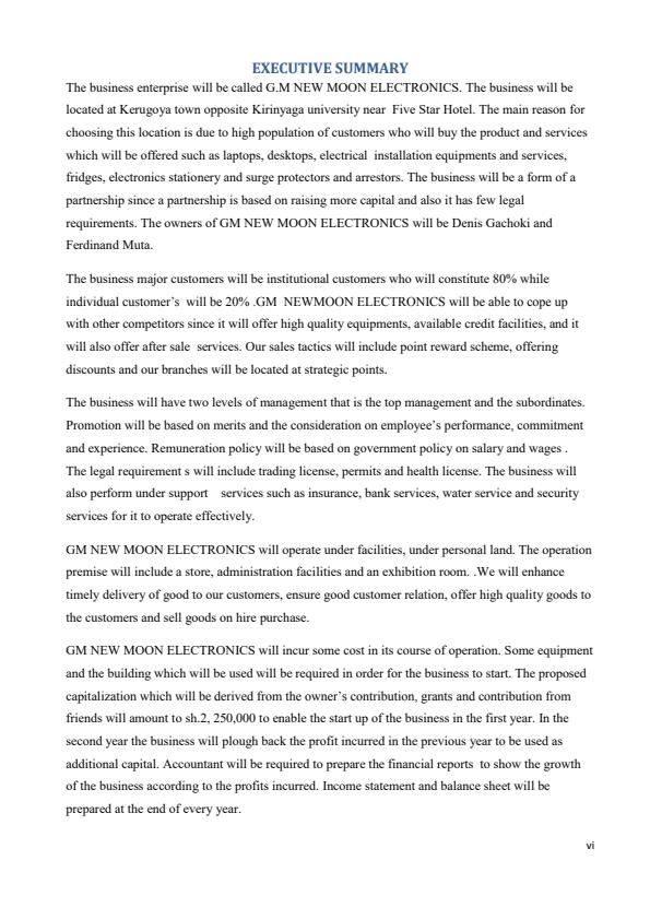 Electronics Shop Business Plan 5361