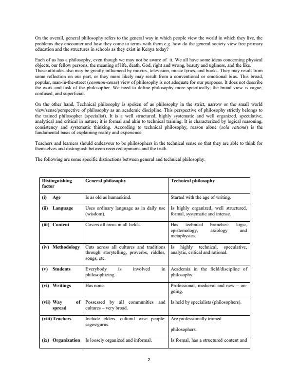 Page 2 – EDF 111: Philosophy of Education Notes – Kenyaplex