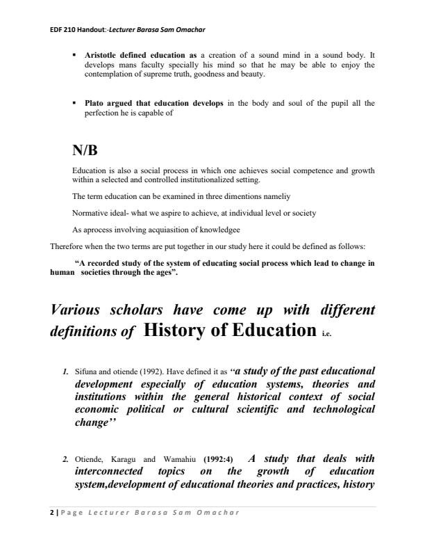 Page 2 – EDF 210: History of Education Notes – Kenyaplex