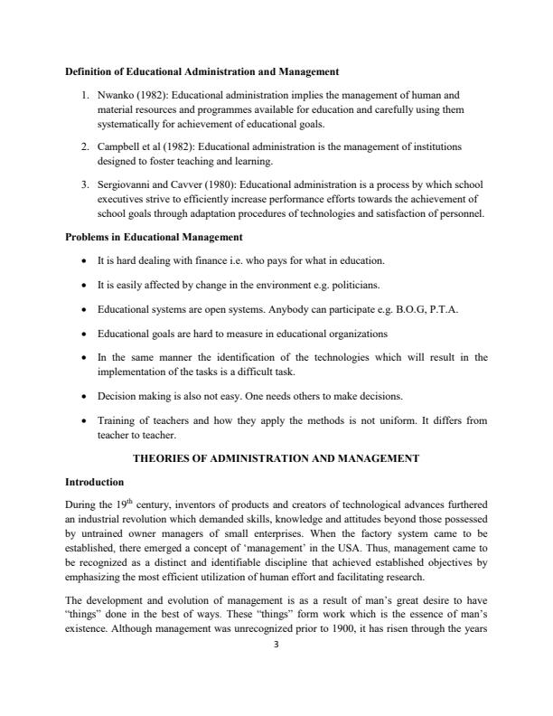Page 3 – EMP 411: Educational Administration and Management Notes - Moi University – Kenyaplex