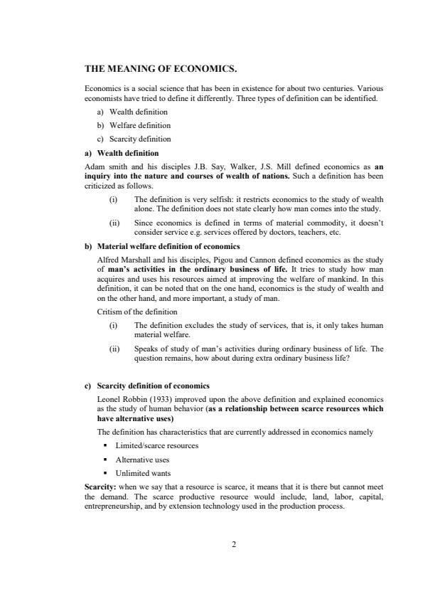 Page 2 – ECON 100 Notes – Kenyaplex