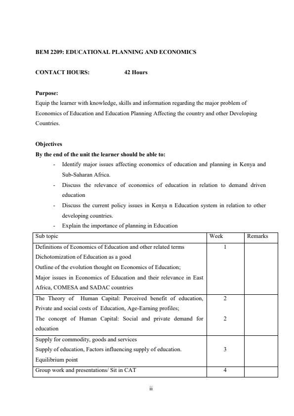 Page 1 – BEM 2209: Educational Planning and Economics Notes – Kenyaplex