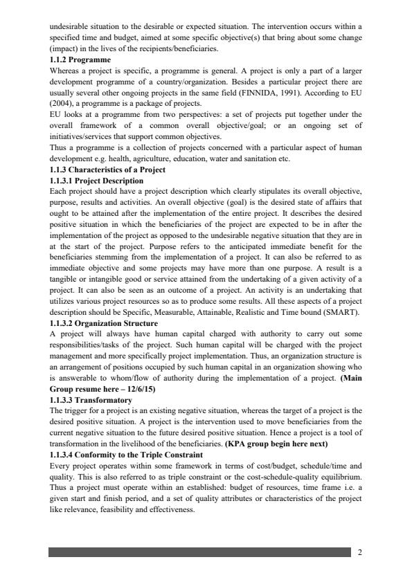 Page 2 – IRD 400: Project Management Appraisal Notes – Kenyaplex