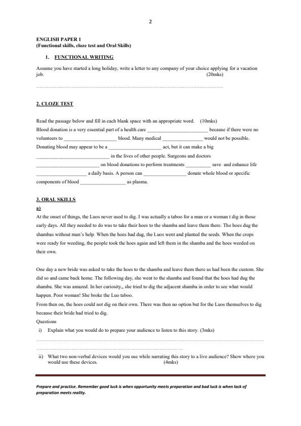 Page 2 – Form 2 Holiday Assignment – Kenyaplex